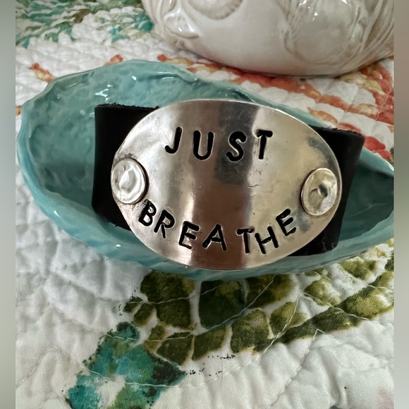 Handcrafted Silver and Leather Bracelet - Picture 3 of 5